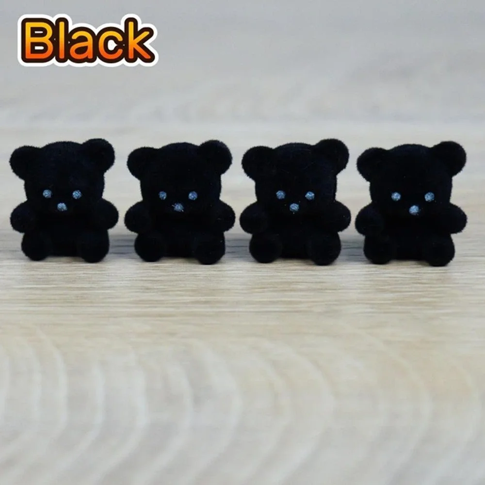 Miniature Flocked Black Teddy Bears - 1